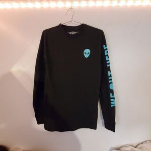 Mens black long sleeve alien shirt